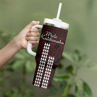Hawaii Mele Kalikimaka Kakau Tumbler With Handle I'iwi Bird on Ohia Lehua LT7 - Polynesian Pride