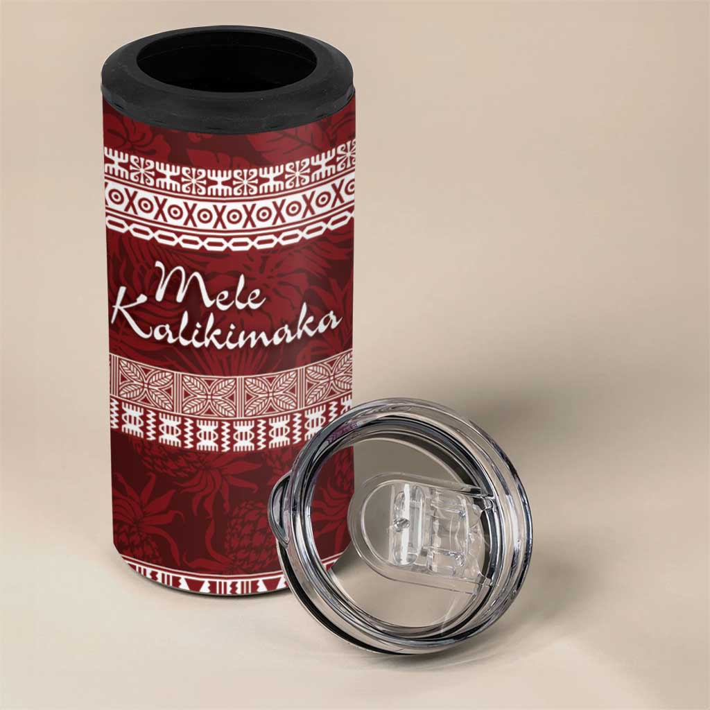 Hawaii Christmas Mele Kalikimaka 4 in 1 Can Cooler Tumbler I'iwi Bird on Ohia Lehua LT7 - Polynesian Pride