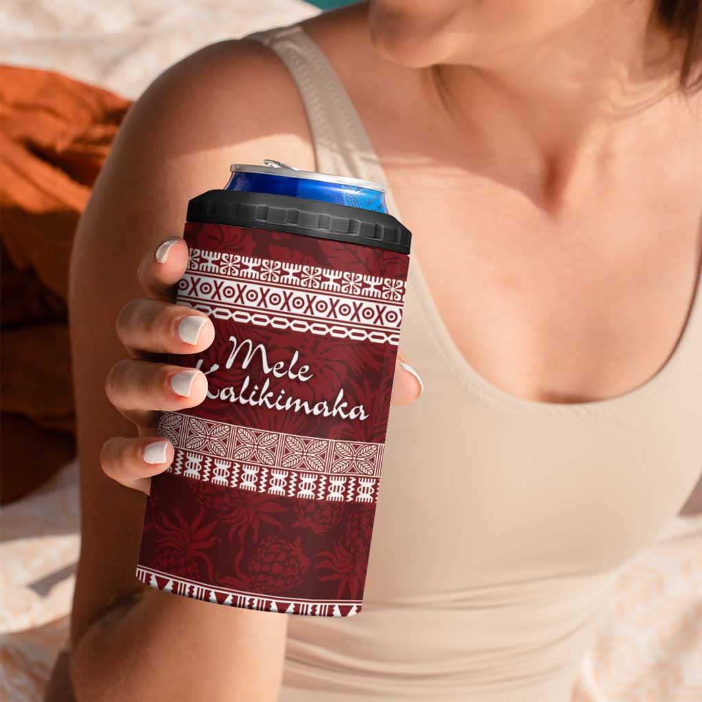 Hawaii Christmas Mele Kalikimaka 4 in 1 Can Cooler Tumbler I'iwi Bird on Ohia Lehua LT7 - Polynesian Pride