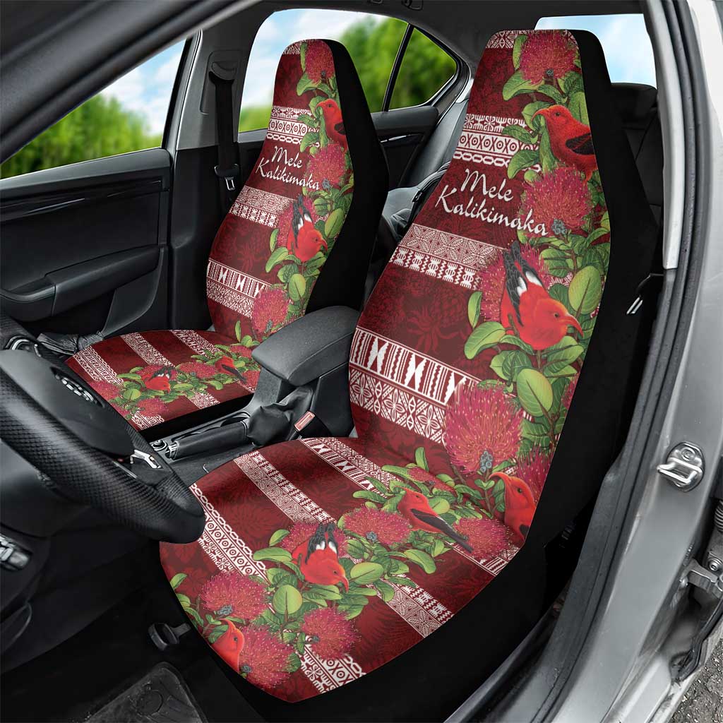 Hawaii Christmas Mele Kalikimaka Car Seat Cover I'iwi Bird on Ohia Lehua LT7 - Polynesian Pride