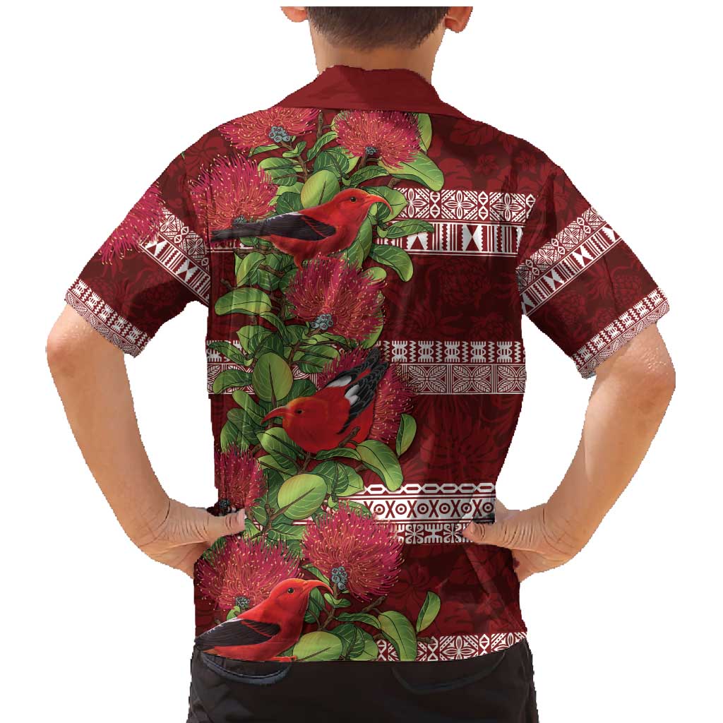 Hawaii Christmas Mele Kalikimaka Family Matching Mermaid Dress and Hawaiian Shirt I'iwi Bird on Ohia Lehua LT7 - Polynesian Pride