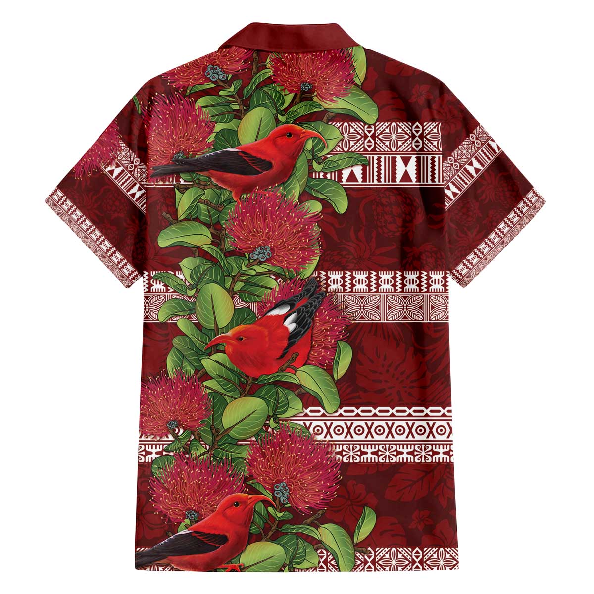 Hawaii Christmas Mele Kalikimaka Family Matching Off The Shoulder Long Sleeve Dress and Hawaiian Shirt I'iwi Bird on Ohia Lehua LT7 - Polynesian Pride