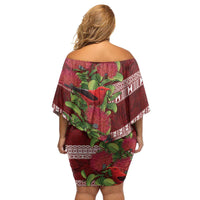 Hawaii Christmas Mele Kalikimaka Family Matching Off Shoulder Short Dress and Hawaiian Shirt I'iwi Bird on Ohia Lehua LT7 - Polynesian Pride