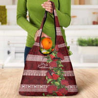Hawaii Christmas Mele Kalikimaka Grocery Bag I'iwi Bird on Ohia Lehua