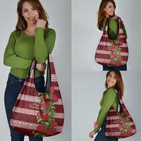 Hawaii Christmas Mele Kalikimaka Grocery Bag I'iwi Bird on Ohia Lehua