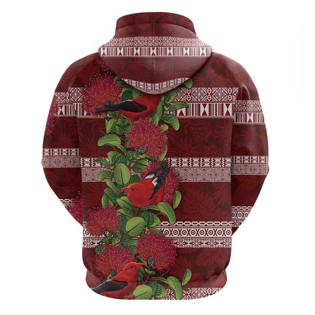 Hawaii Christmas Mele Kalikimaka Hoodie I'iwi Bird on Ohia Lehua LT7 - Polynesian Pride