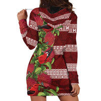 Hawaii Christmas Mele Kalikimaka Hoodie Dress I'iwi Bird on Ohia Lehua LT7 - Polynesian Pride