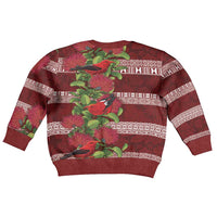 Hawaii Christmas Mele Kalikimaka Kid Ugly Christmas Sweater I'iwi Bird on Ohia Lehua LT7 - Polynesian Pride
