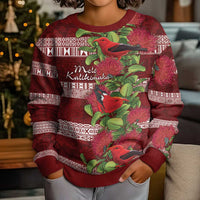 Hawaii Christmas Mele Kalikimaka Kid Ugly Christmas Sweater I'iwi Bird on Ohia Lehua LT7 - Polynesian Pride