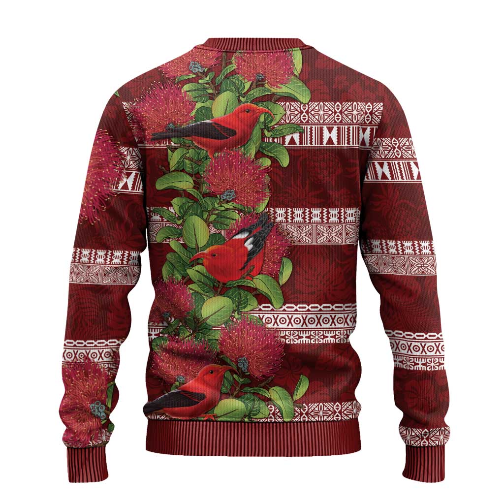 Hawaii Christmas Mele Kalikimaka Ugly Christmas Sweater I'iwi Bird on Ohia Lehua LT7 - Polynesian Pride
