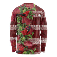Hawaii Christmas Mele Kalikimaka Long Sleeve Shirt I'iwi Bird on Ohia Lehua LT7 - Polynesian Pride