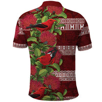 Hawaii Christmas Mele Kalikimaka Polo Shirt I'iwi Bird on Ohia Lehua LT7 - Polynesian Pride