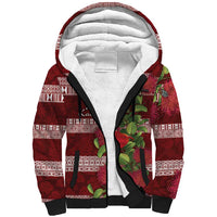 Hawaii Christmas Mele Kalikimaka Sherpa Hoodie I'iwi Bird on Ohia Lehua LT7 Unisex Red White - Polynesian Pride