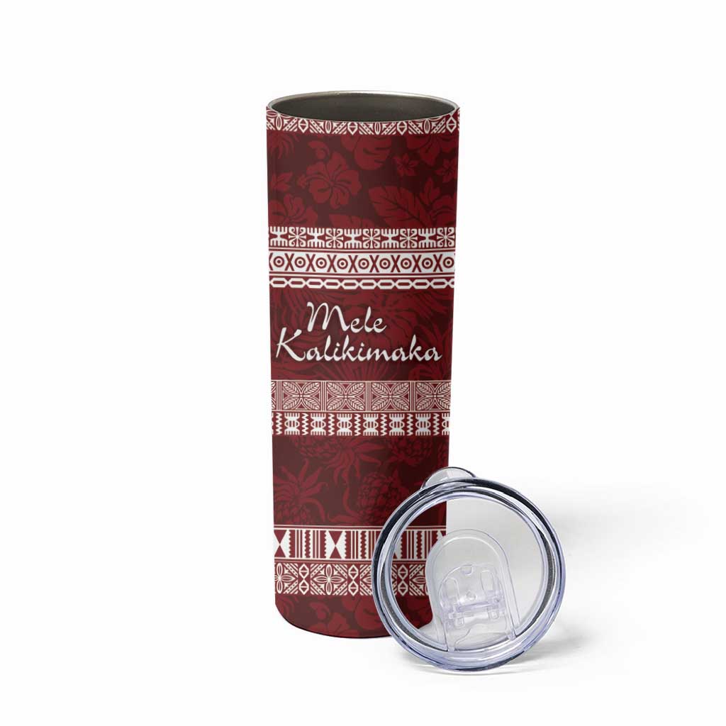 Hawaii Christmas Mele Kalikimaka Skinny Tumbler I'iwi Bird on Ohia Lehua LT7 - Polynesian Pride