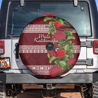 Hawaii Christmas Mele Kalikimaka Spare Tire Cover I'iwi Bird on Ohia Lehua LT7 Red White - Polynesian Pride