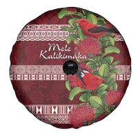 Hawaii Christmas Mele Kalikimaka Spare Tire Cover I'iwi Bird on Ohia Lehua LT7 - Polynesian Pride
