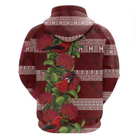 Hawaii Christmas Mele Kalikimaka Zip Hoodie I'iwi Bird on Ohia Lehua LT7 - Polynesian Pride