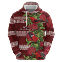 Hawaii Christmas Mele Kalikimaka Zip Hoodie I'iwi Bird on Ohia Lehua LT7 - Polynesian Pride
