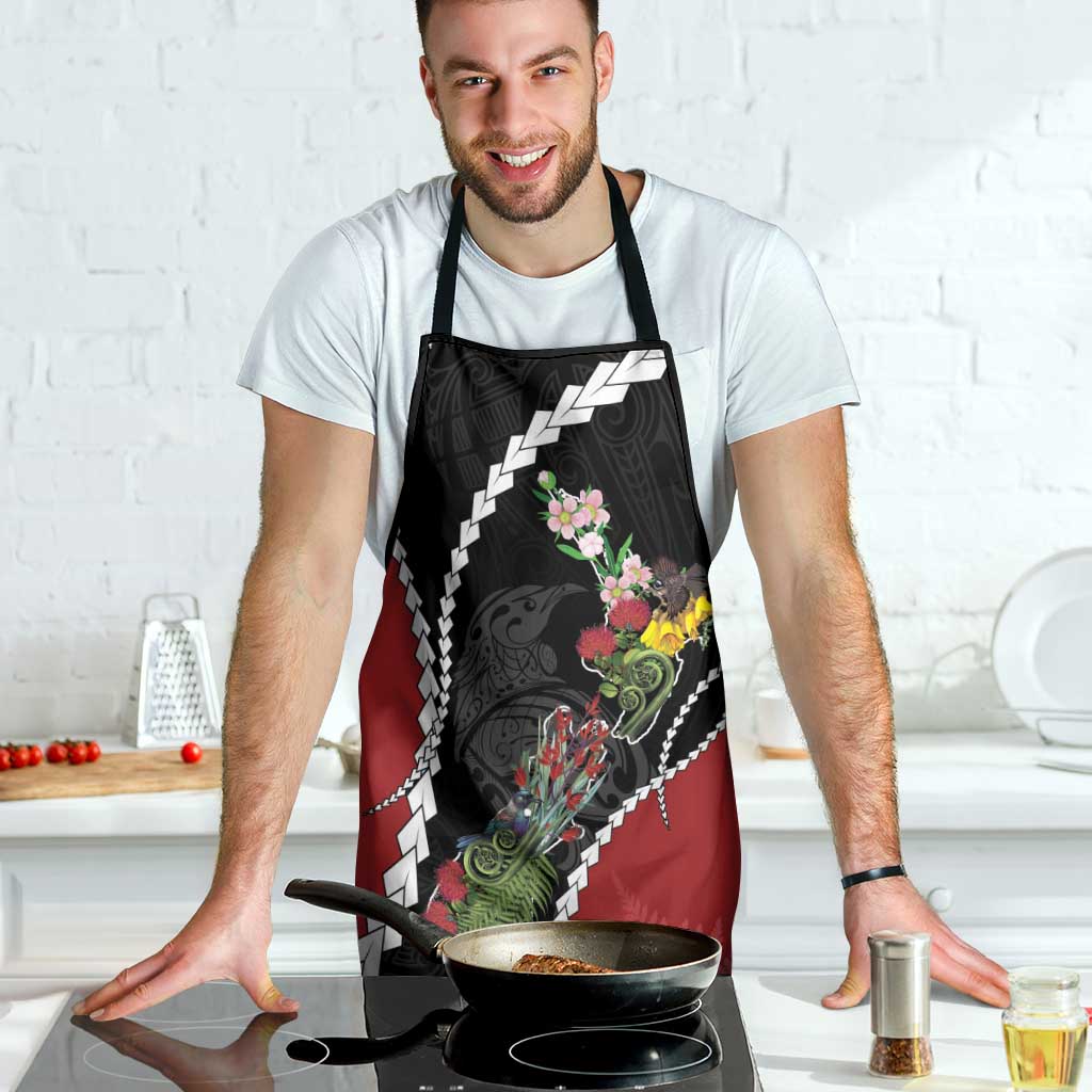 New Zealand Christmas Apron Flora Map with Birds - Polynesian Pride