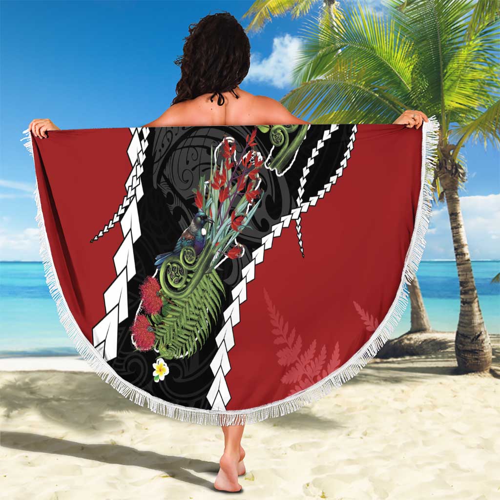 New Zealand Christmas Beach Blanket Flora Map with Birds LT7 - Polynesian Pride