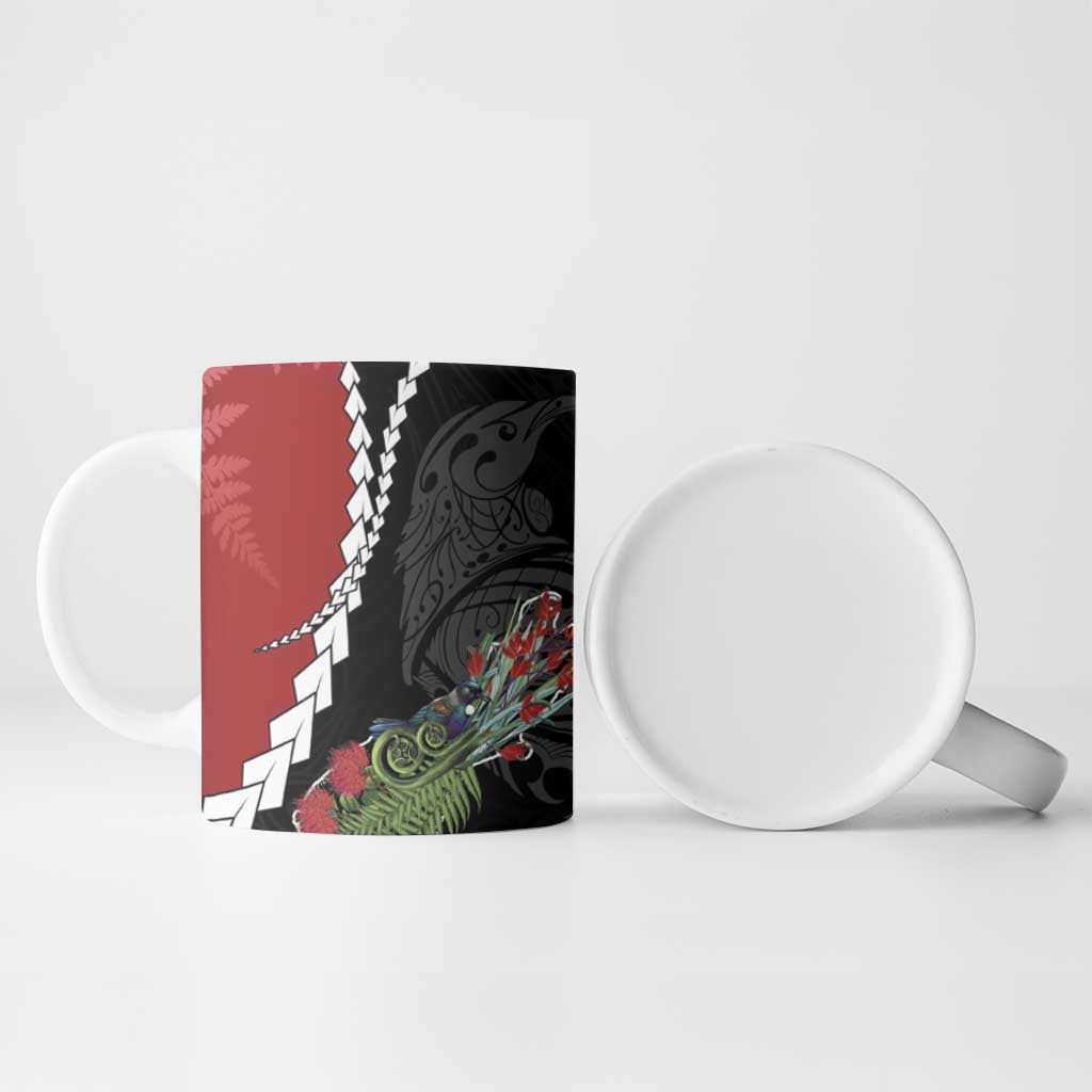 New Zealand Christmas Ceramic Mug Flora Map with Birds - Polynesian Pride