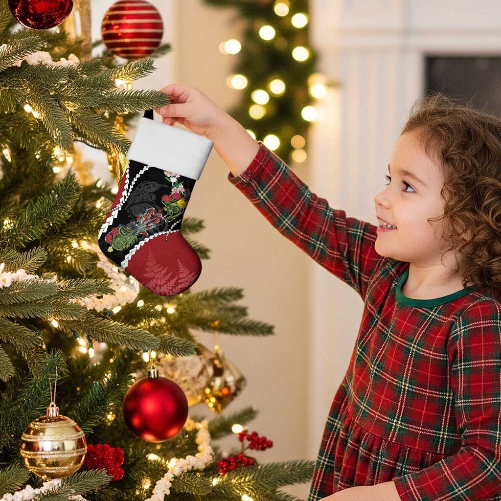 New Zealand Christmas Stocking Flora Map with Birds - Polynesian Pride