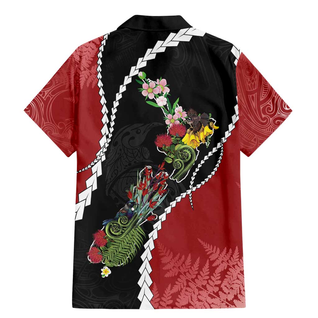 New Zealand Christmas Family Matching Mermaid Dress and Hawaiian Shirt Flora Map with Birds LT7 - Polynesian Pride