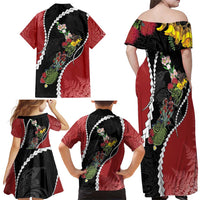 New Zealand Christmas Family Matching Off Shoulder Maxi Dress and Hawaiian Shirt Flora Map with Birds LT7 - Polynesian Pride