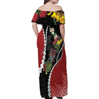 New Zealand Christmas Family Matching Off Shoulder Maxi Dress and Hawaiian Shirt Flora Map with Birds LT7 - Polynesian Pride