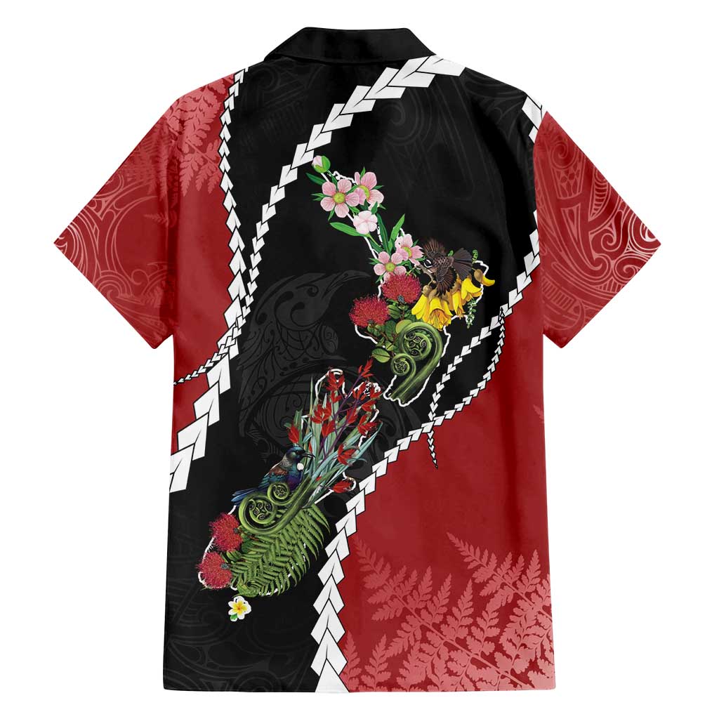 New Zealand Christmas Family Matching Off Shoulder Short Dress and Hawaiian Shirt Flora Map with Birds LT7 - Polynesian Pride