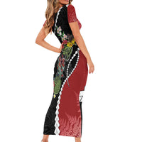 New Zealand Christmas Family Matching Short Sleeve Bodycon Dress and Hawaiian Shirt Flora Map with Birds LT7 - Polynesian Pride
