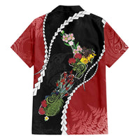 New Zealand Christmas Family Matching Summer Maxi Dress and Hawaiian Shirt Flora Map with Birds LT7 - Polynesian Pride