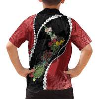 New Zealand Christmas Family Matching Tank Maxi Dress and Hawaiian Shirt Flora Map with Birds LT7 - Polynesian Pride
