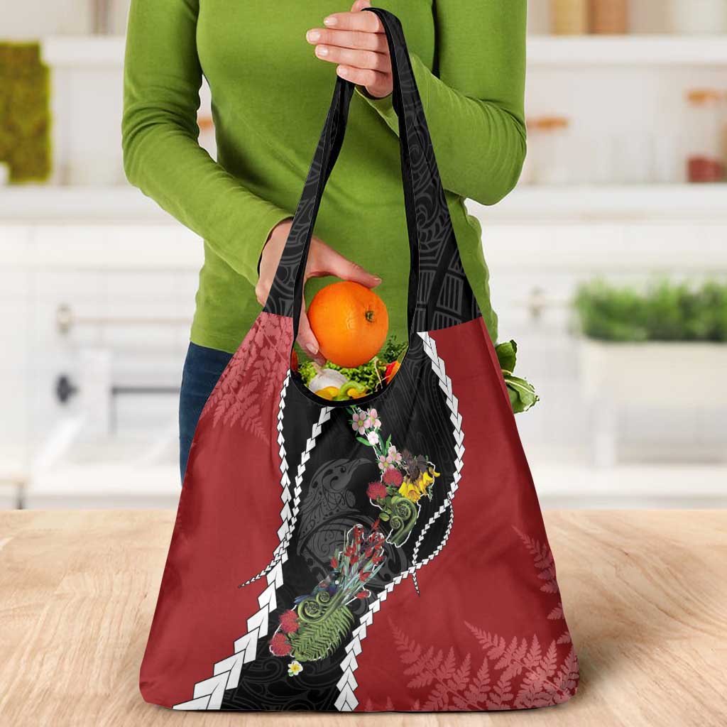 New Zealand Christmas Grocery Bag Flora Map with Birds - Polynesian Pride