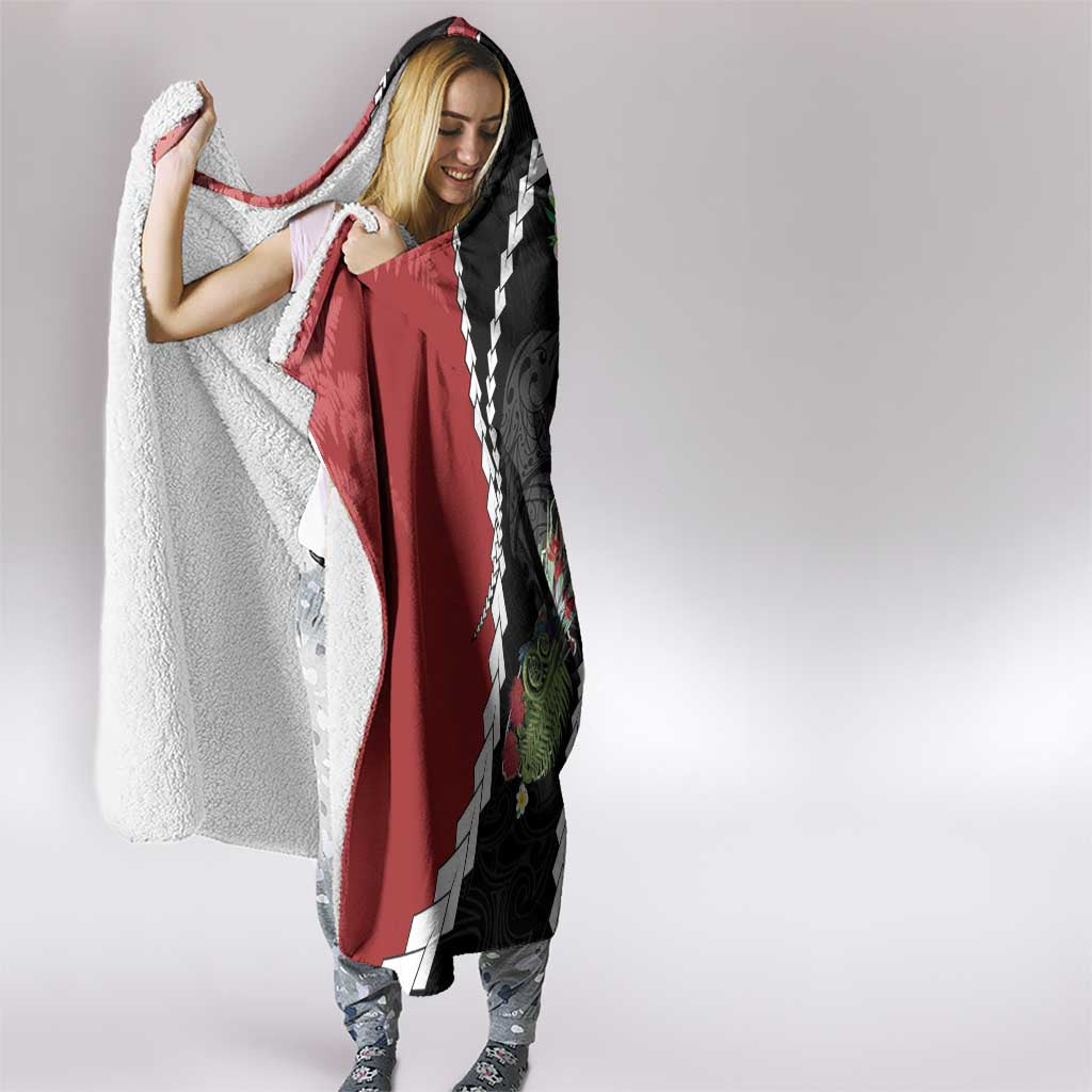 New Zealand Christmas Hooded Blanket Flora Map with Birds - Polynesian Pride