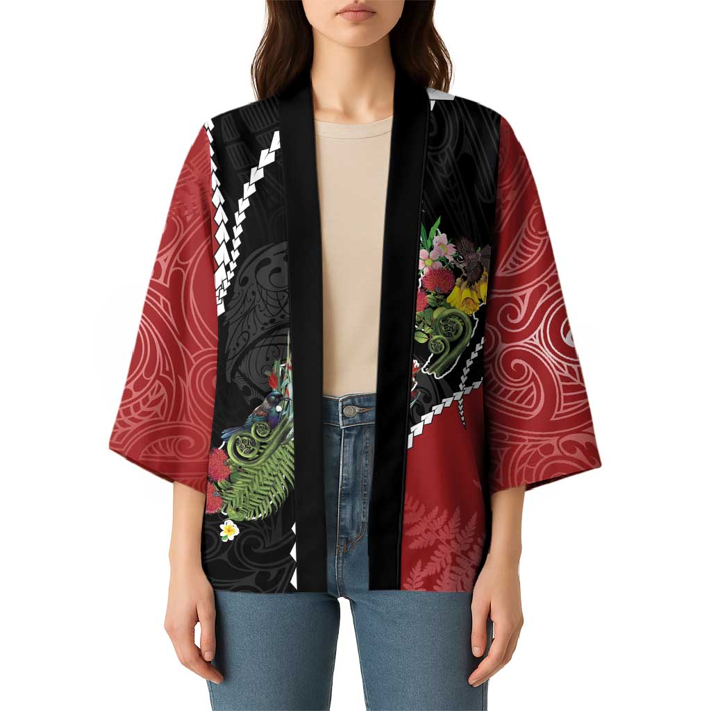 New Zealand Christmas Kimono Flora Map with Birds LT7 - Polynesian Pride