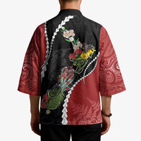 New Zealand Christmas Kimono Flora Map with Birds LT7 - Polynesian Pride
