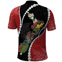 New Zealand Christmas Polo Shirt Flora Map with Birds - Polynesian Pride