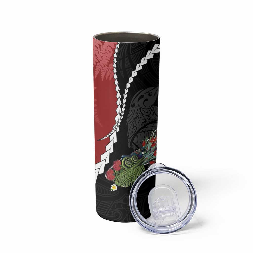 New Zealand Christmas Skinny Tumbler Flora Map with Birds LT7 - Polynesian Pride