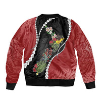 New Zealand Christmas Sleeve Zip Bomber Jacket Flora Map with Birds LT7 - Polynesian Pride