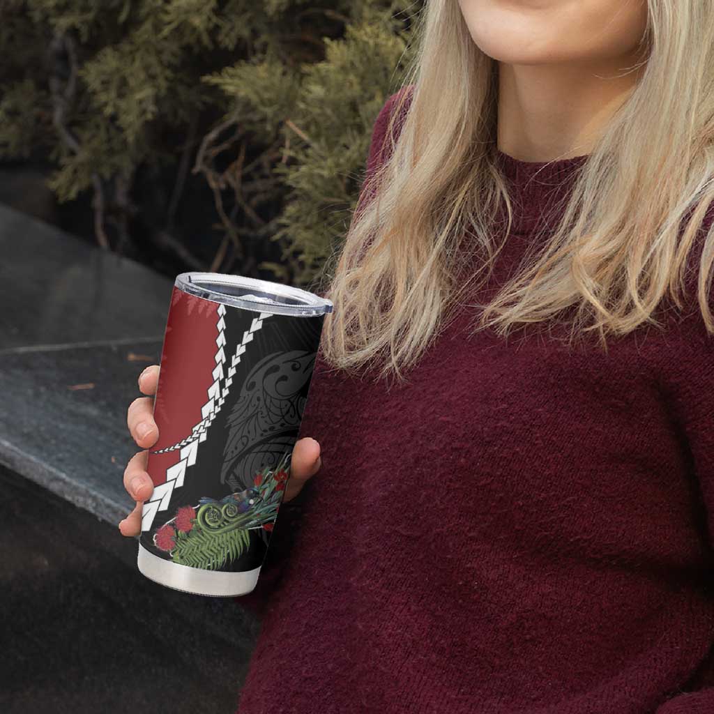 New Zealand Christmas Tumbler Cup Flora Map with Birds - Polynesian Pride