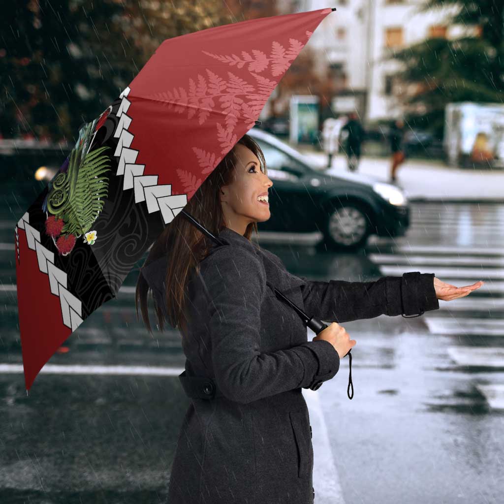 New Zealand Christmas Umbrella Flora Map with Birds - Polynesian Pride
