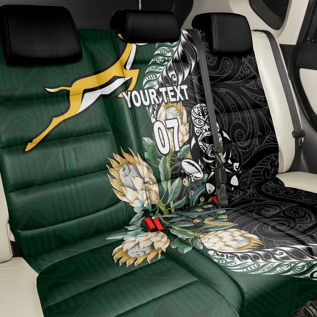 Custom South Africa Mix New Zealand Rugby 2023 Back Car Seat Cover World Cup Greatest Rivalry LT7 - Polynesian Pride