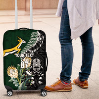 Custom South Africa Mix New Zealand Rugby 2023 Luggage Cover World Cup Greatest Rivalry LT7 Black Green - Polynesian Pride