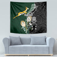 Custom South Africa Mix New Zealand Rugby 2023 Tapestry World Cup Greatest Rivalry LT7 - Polynesian Pride