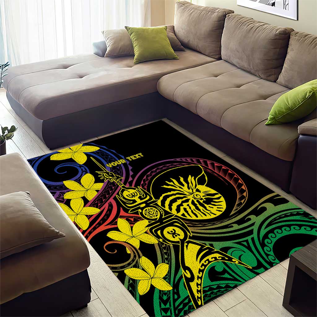 New Caledonia Kanaky Personalized Area Rug Fleche Faitiere - Plumeria