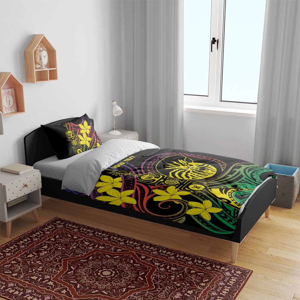 New Caledonia Kanaky Personalized Bedding Set Fleche Faitiere - Plumeria LT7 - Polynesian Pride