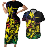 New Caledonia Kanaky Personalized Couples Matching Short Sleeve Bodycon Dress and Hawaiian Shirt Fleche Faitiere - Plumeria LT7 Colorful - Polynesian Pride