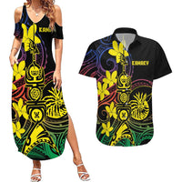 New Caledonia Kanaky Personalized Couples Matching Summer Maxi Dress and Hawaiian Shirt Fleche Faitiere - Plumeria LT7 Colorful - Polynesian Pride
