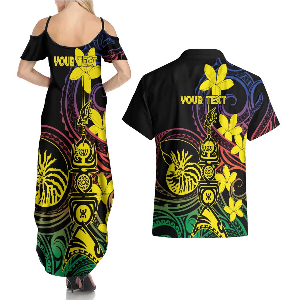 New Caledonia Kanaky Personalized Couples Matching Summer Maxi Dress and Hawaiian Shirt Fleche Faitiere - Plumeria LT7 - Polynesian Pride